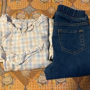 Girl cotton top and cat & jack jeans pent size 7